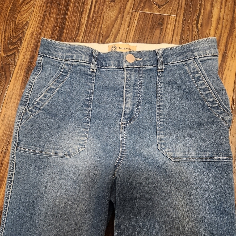 Democracy Ab Technology Stretch Wide Leg Frayed Hem Jeans SZ 8 EUC - Picture 4 of 11